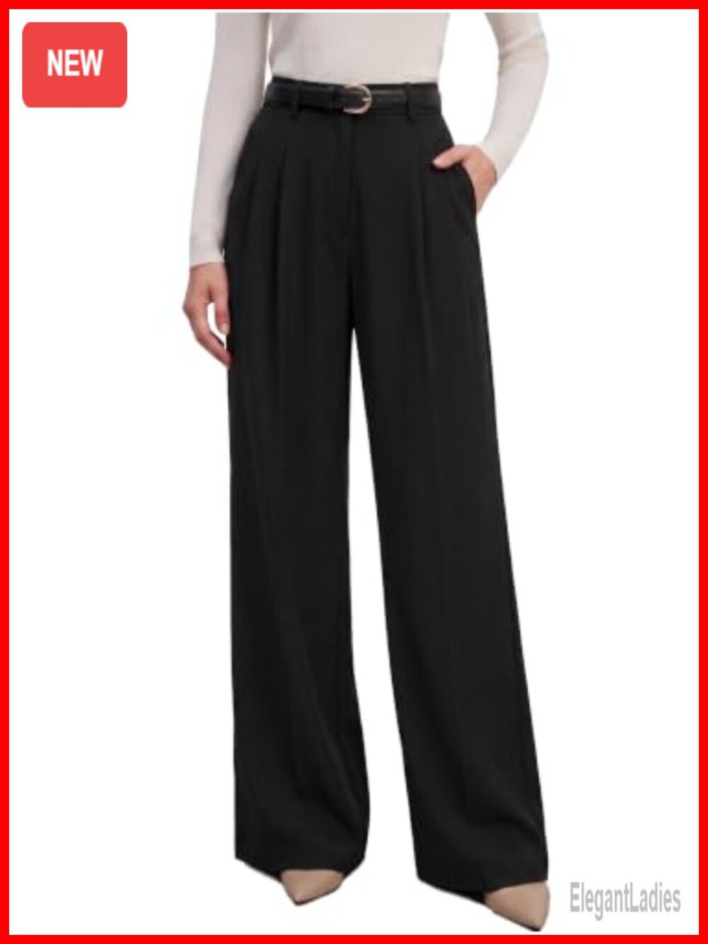 Pleated Wide Leg Dress Pants High Waisted Workout Trousers